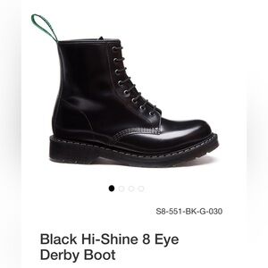 SOLOVAIR Black hi-shine 8 eye boot